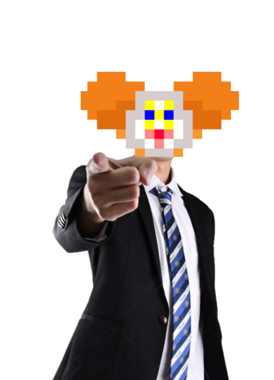 Clown pointing toward the viewer